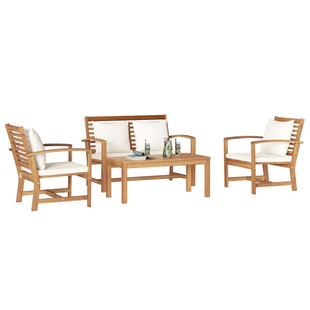 Garten-Sofa-Set Natur Teak-Massivholz